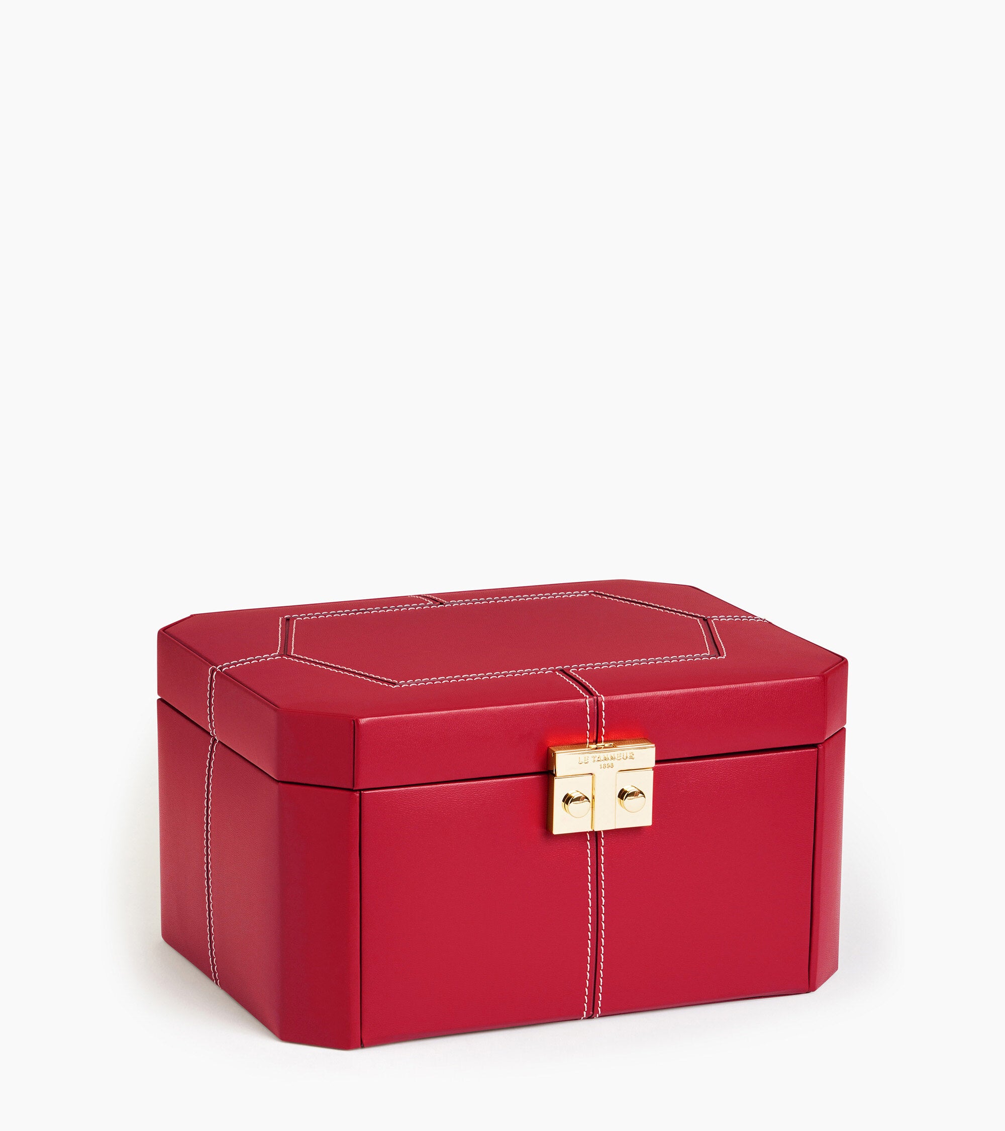 Large jewelry box with T-clasp in leather