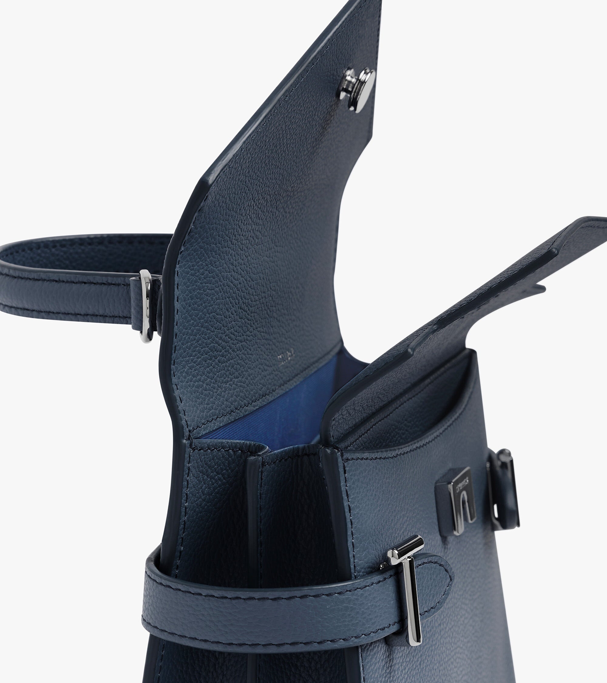 Bolso de mano pequeño Emilie de piel texturizada con doble solapa