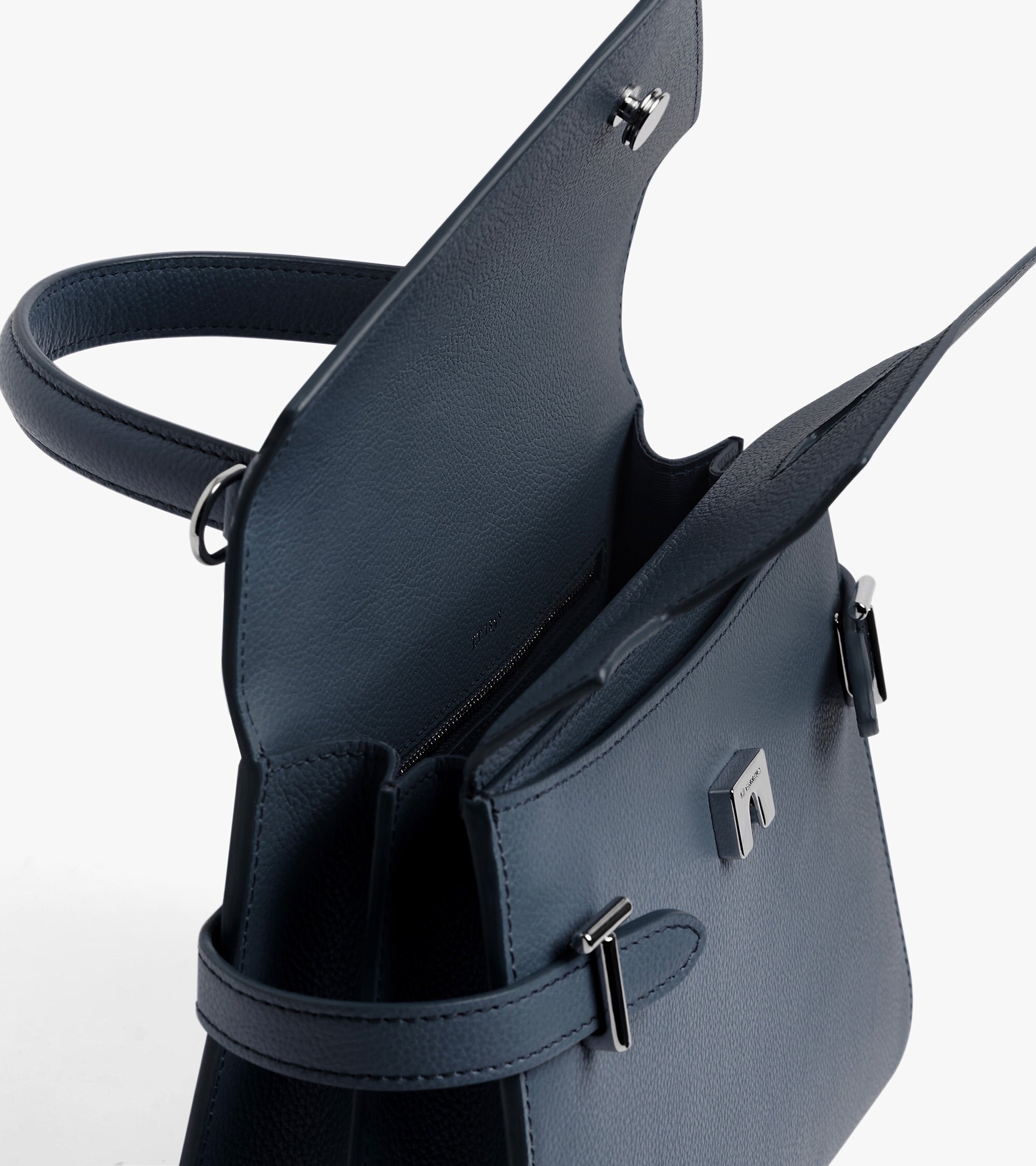 Bolso de mano mediano Emilie de piel texturizada con doble solapa