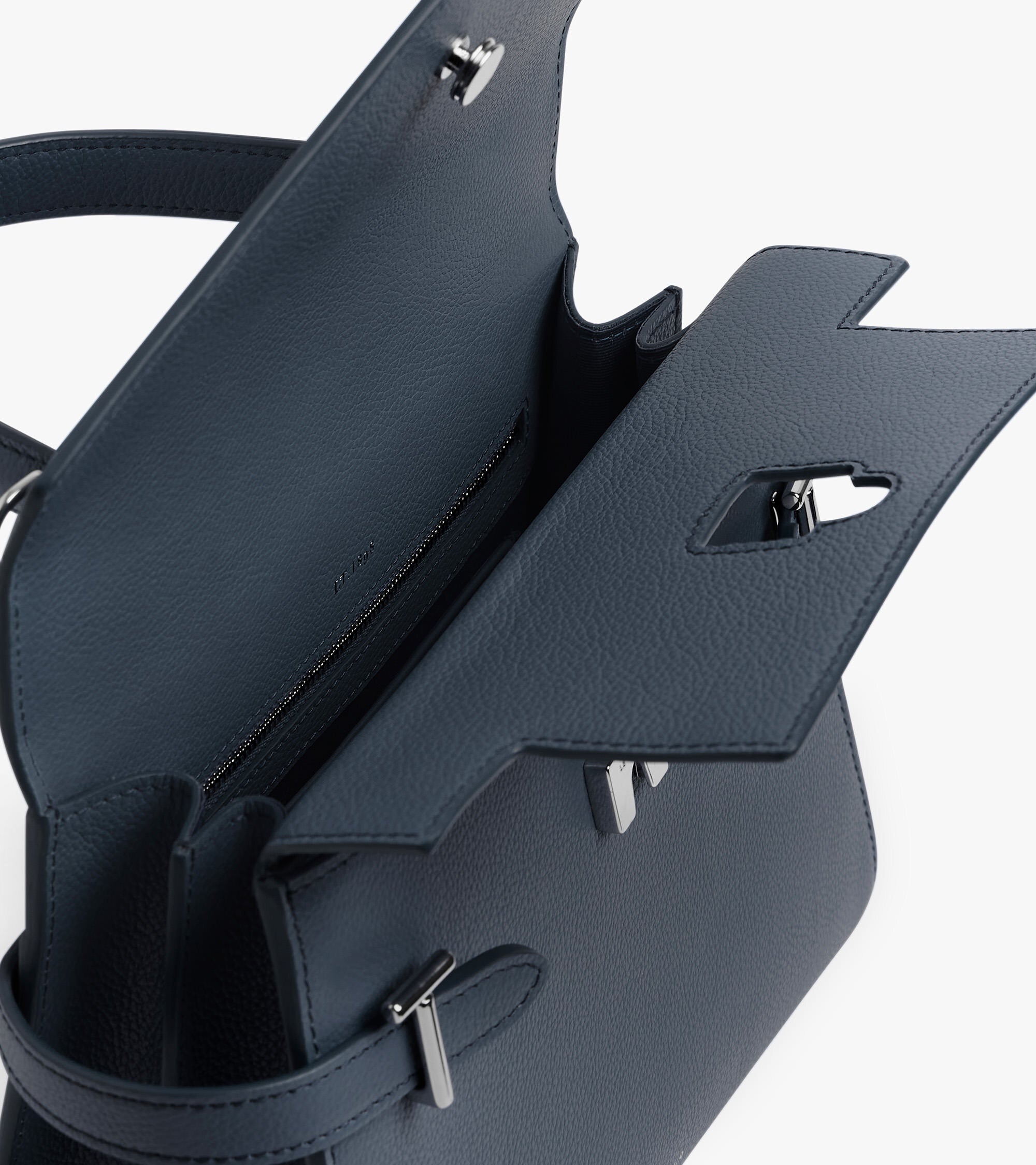 Bolso de mano mediano Emilie de piel texturizada con doble solapa