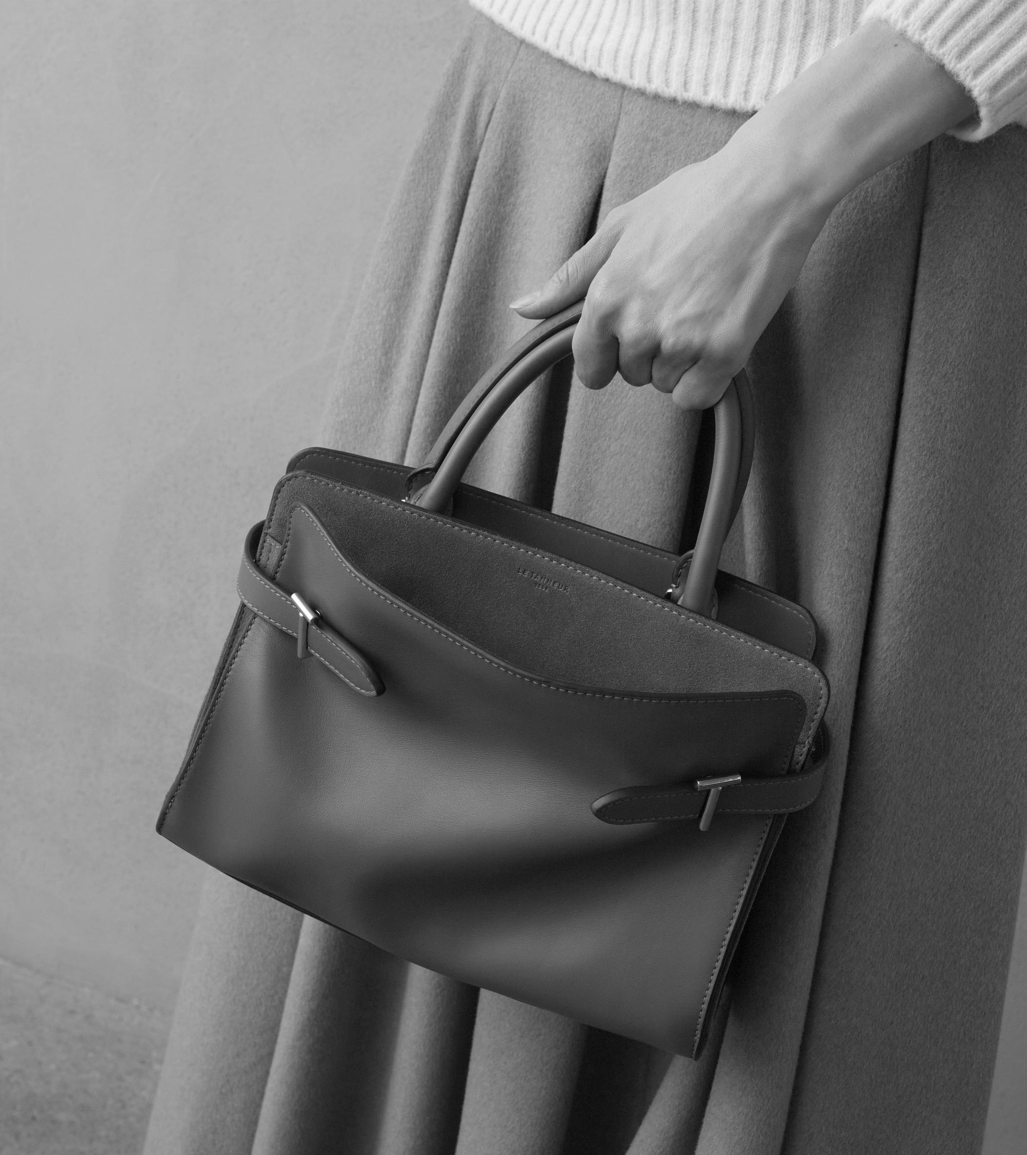 Emie medium handbag in smooth leather and nubuck