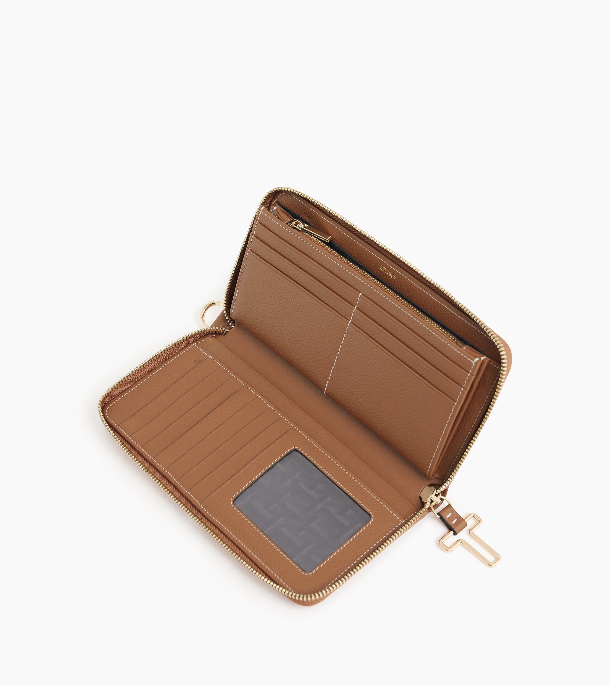 Cartera con cremallera Juliette de cuero granulado