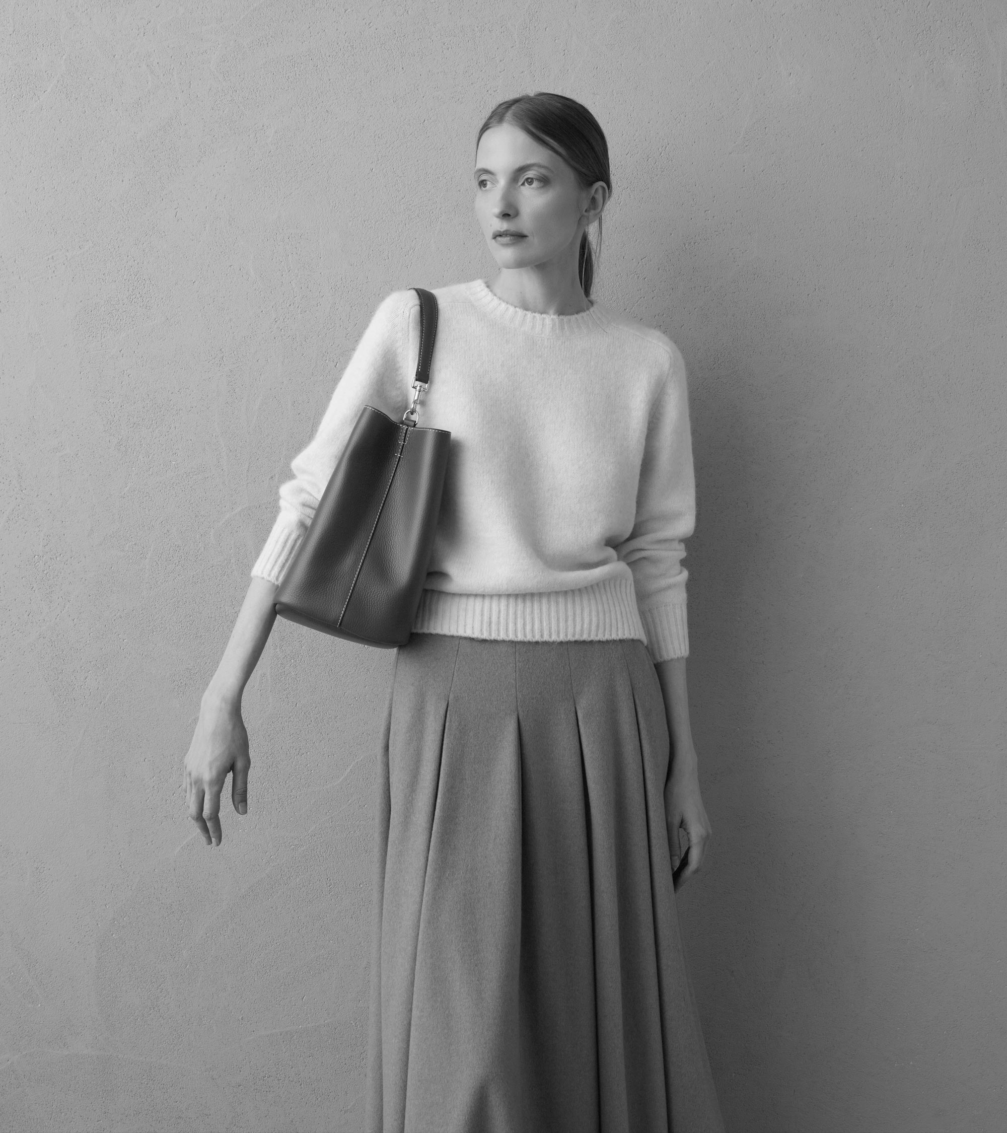 Bolso cubo grande Louise de piel texturizada