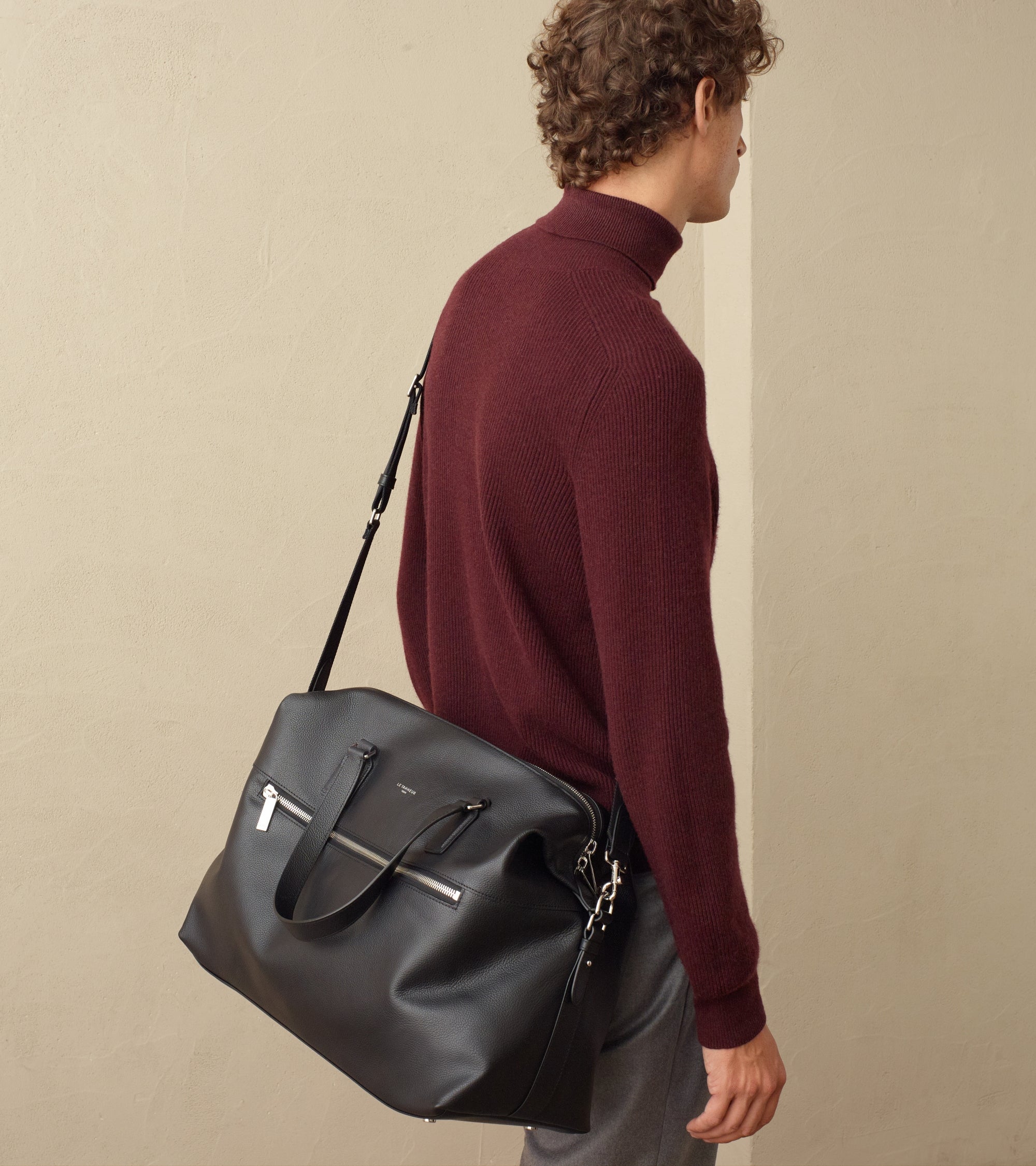 Emile 24h travel bag in pebbled leather
