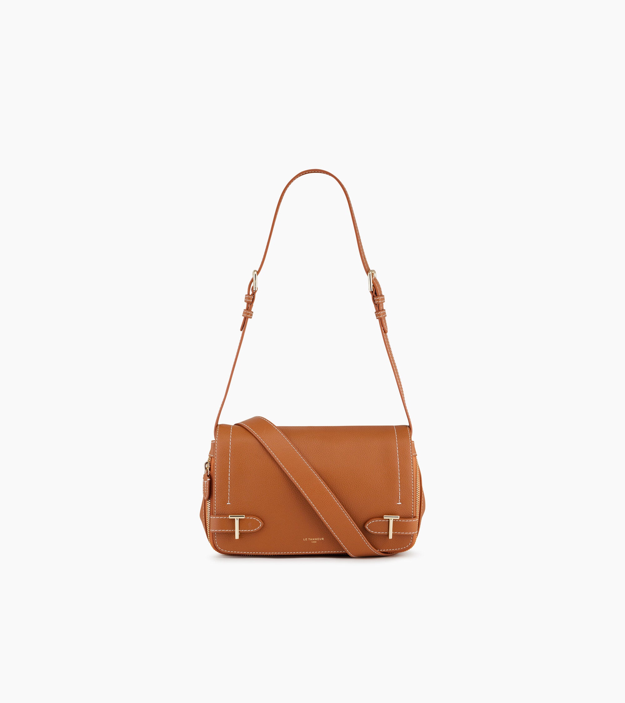 Simone small bag with crossbody strap in pebbled leather