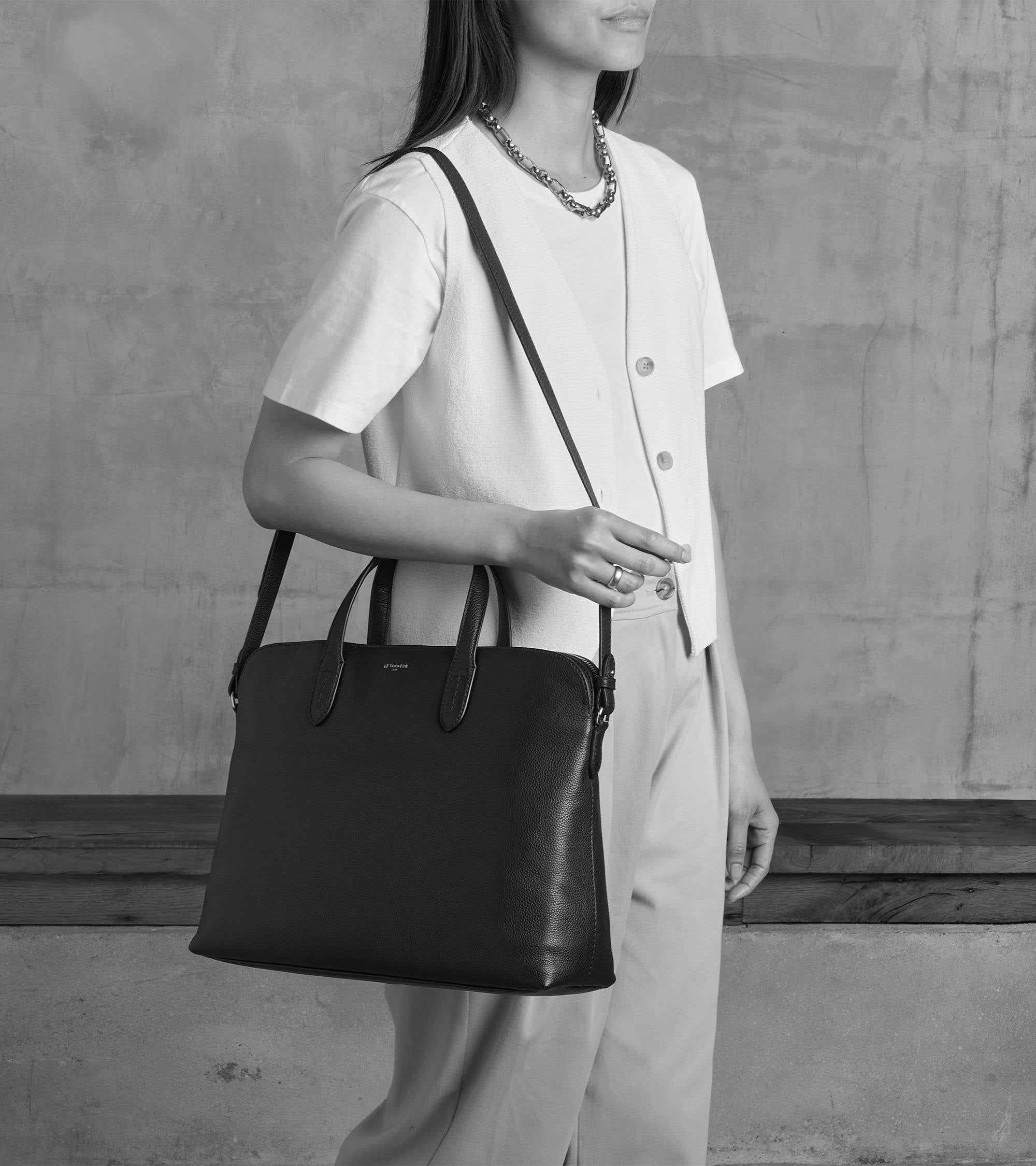 Portadocumentos de 15 con 1 fuelle Sophie de piel texturizada