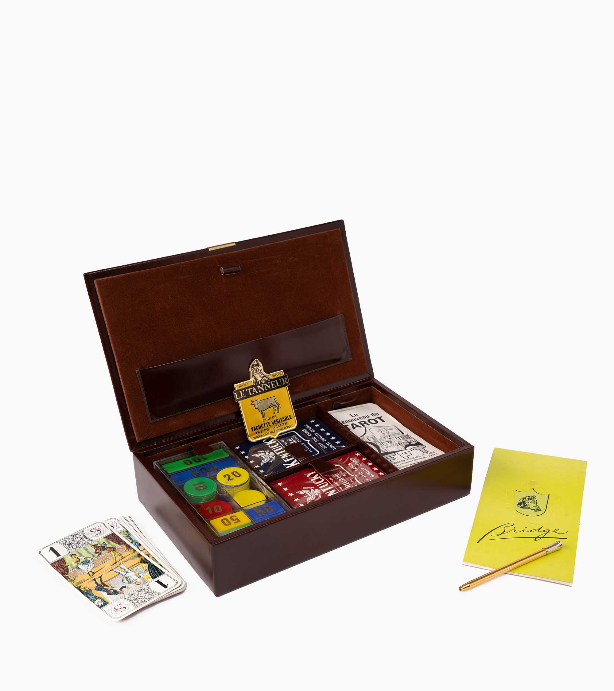 Coffret jeux de cartes moyen modèle en cuir