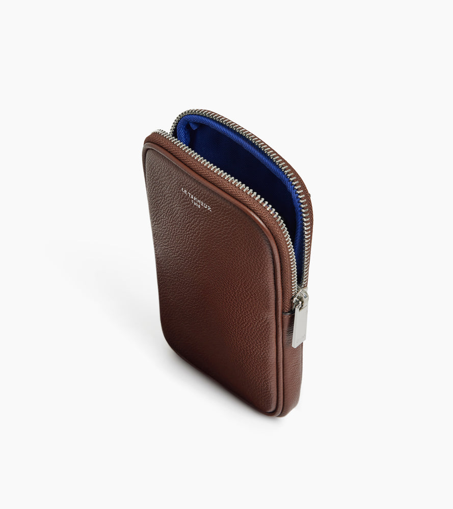 Etui téléphone en cuir grainé