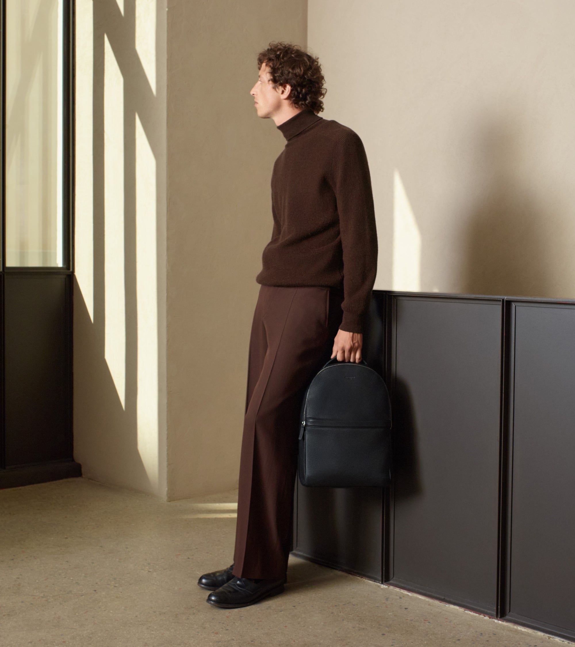 Mochila con cremallera Charles de piel texturizada