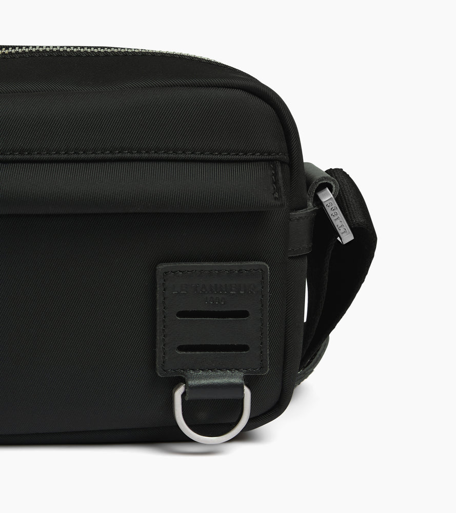 Petit sac bandoulière Basile en toile nylon et cuir lisse