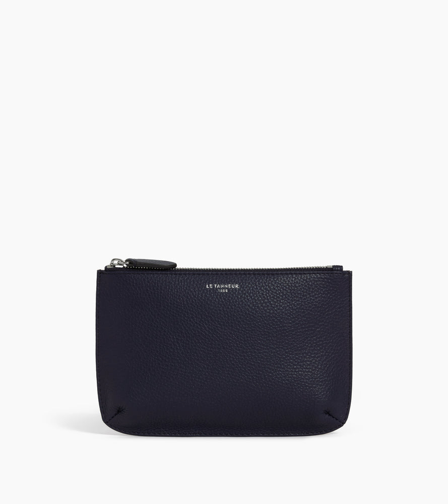 Pochette zippée petit modèle en cuir grainé