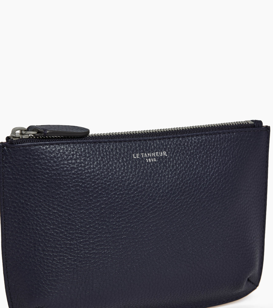 Pochette zippée petit modèle en cuir grainé