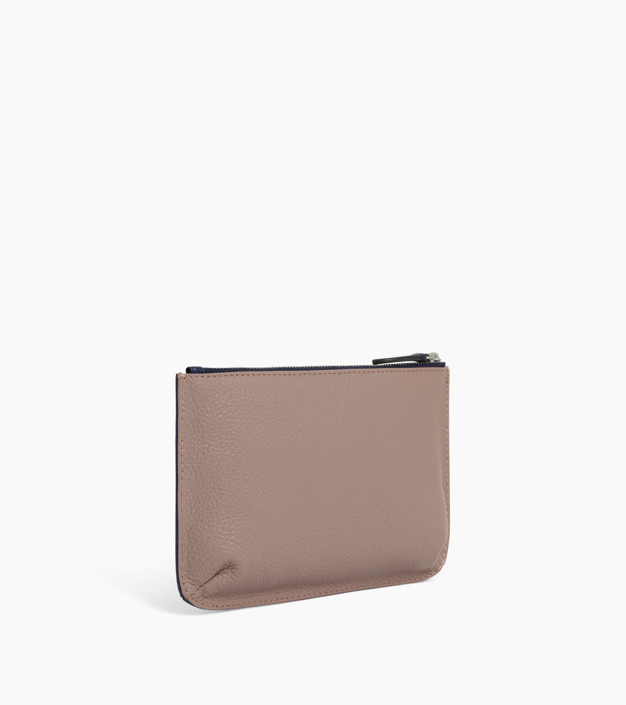 Pochette zippée petit modèle en cuir grainé