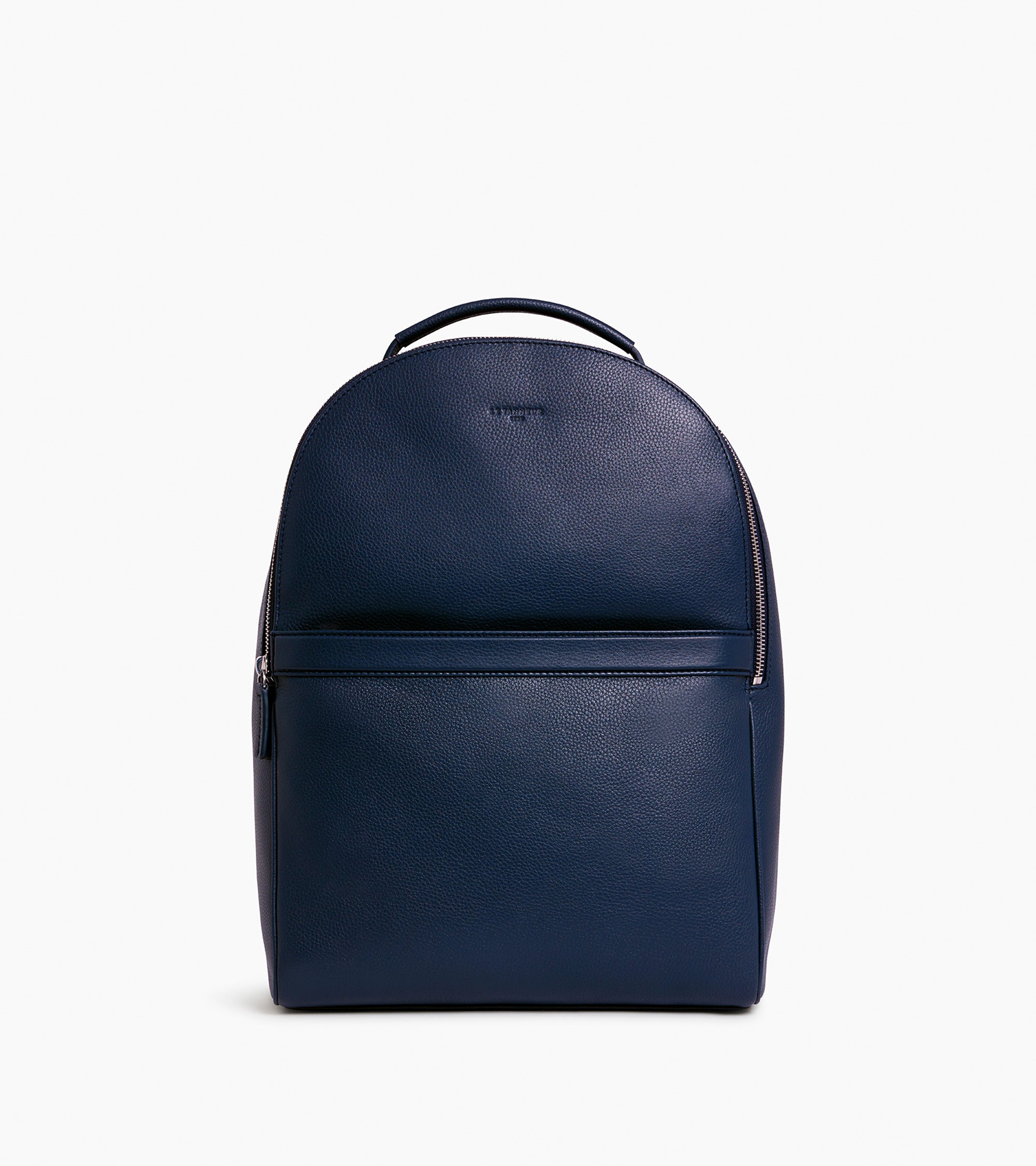 Mochila con cremallera Charles en cuero granulado.