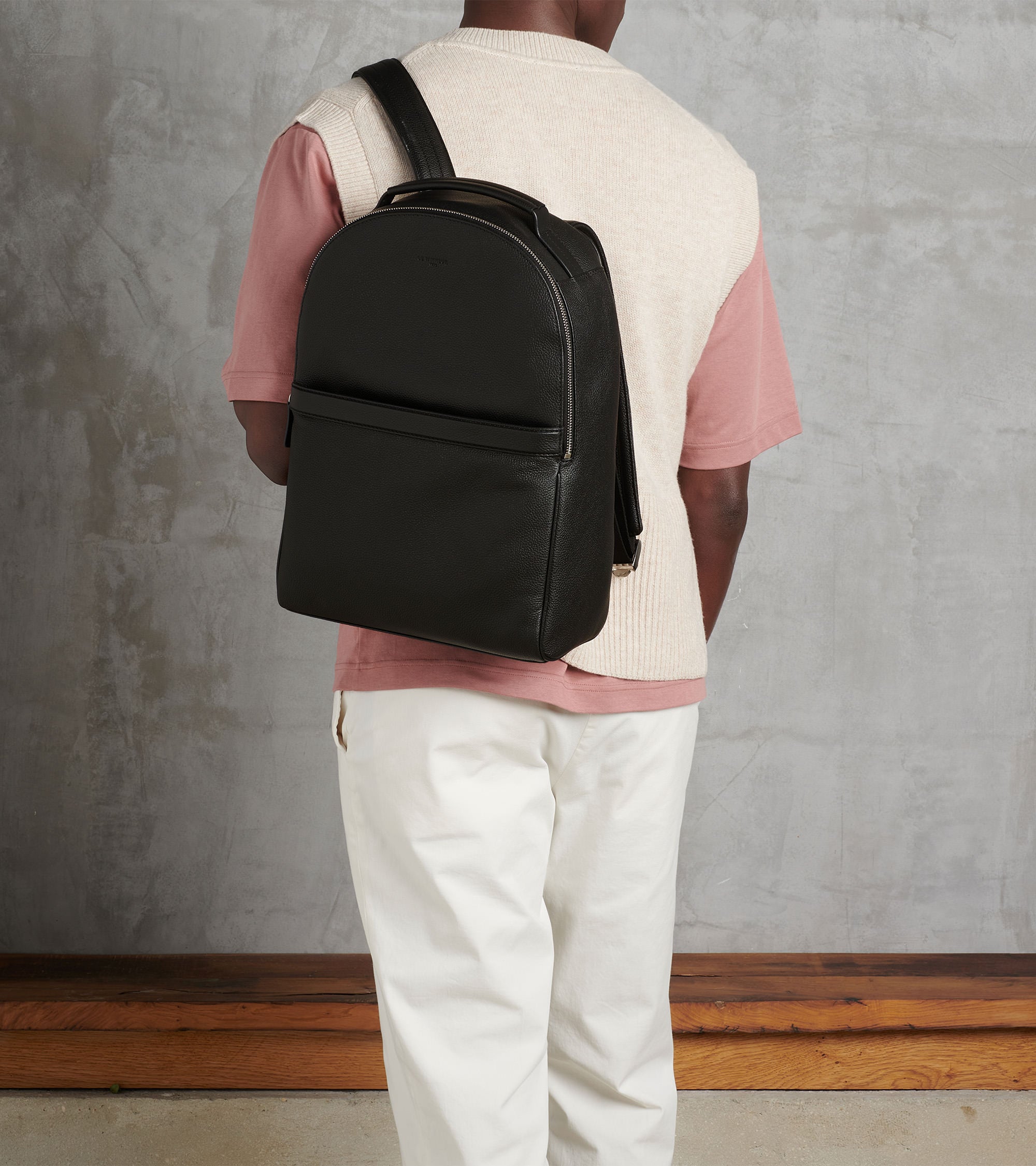 Mochila con cremallera Charles de piel texturizada