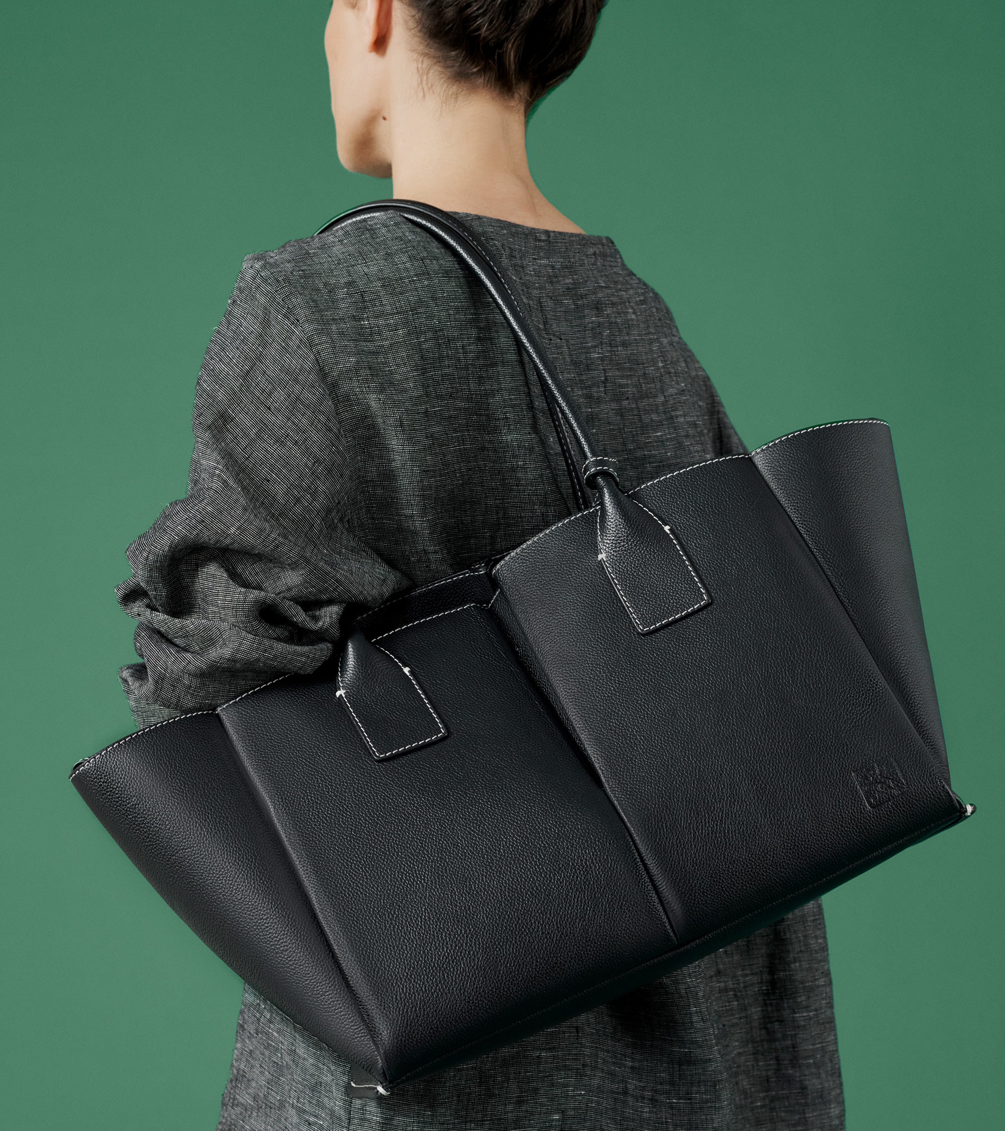 Bolso tote grande Elena de cuero texturizado