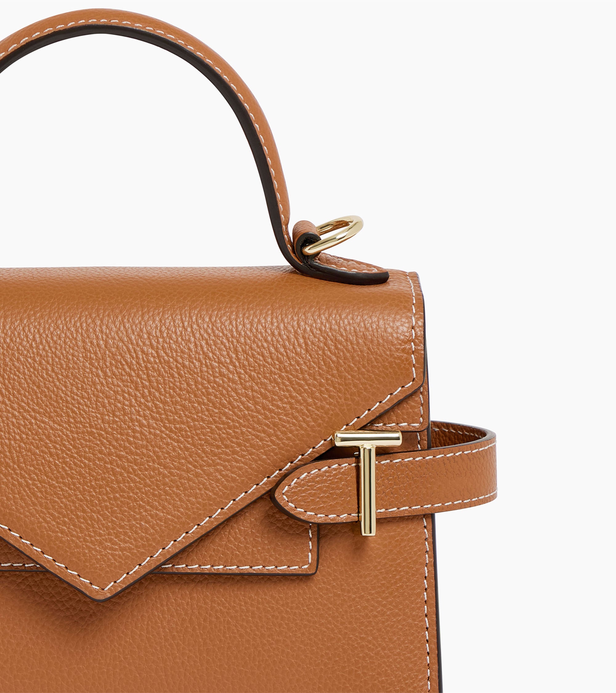 Bolso de mano pequeño Emilie de piel texturizada con doble solapa