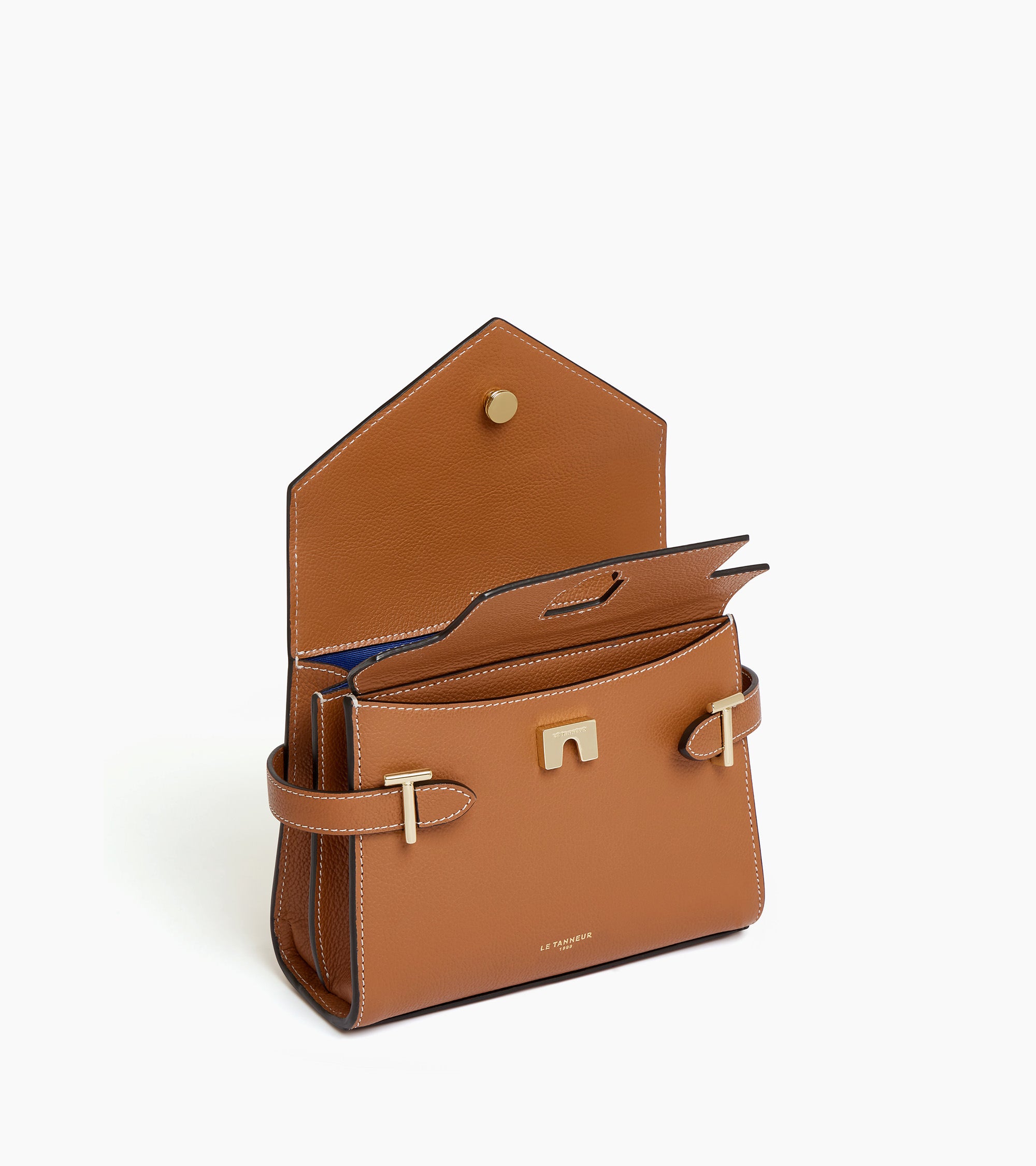 Bolso de mano pequeño Emilie de piel texturizada con doble solapa