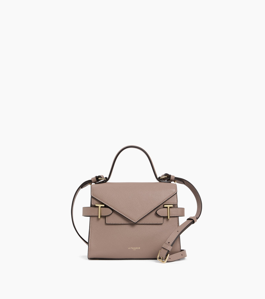 Bolso de mano pequeño Emilie de piel texturizada con doble solapa