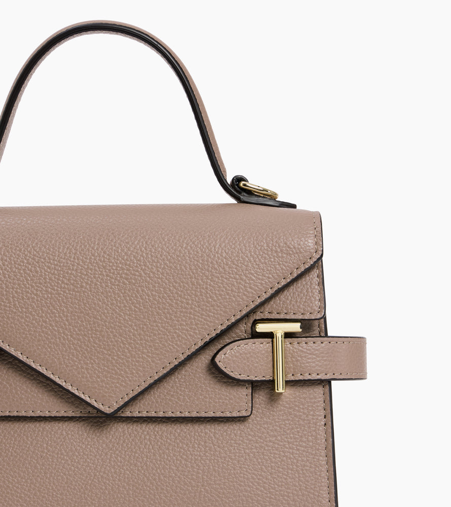 Bolso de mano pequeño Emilie de piel texturizada con doble solapa