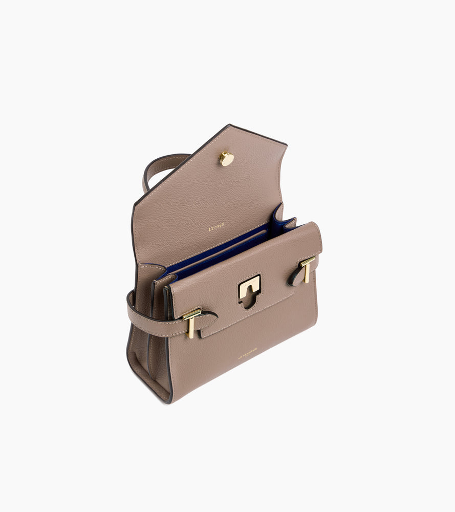 Bolso de mano pequeño Emilie de piel texturizada con doble solapa