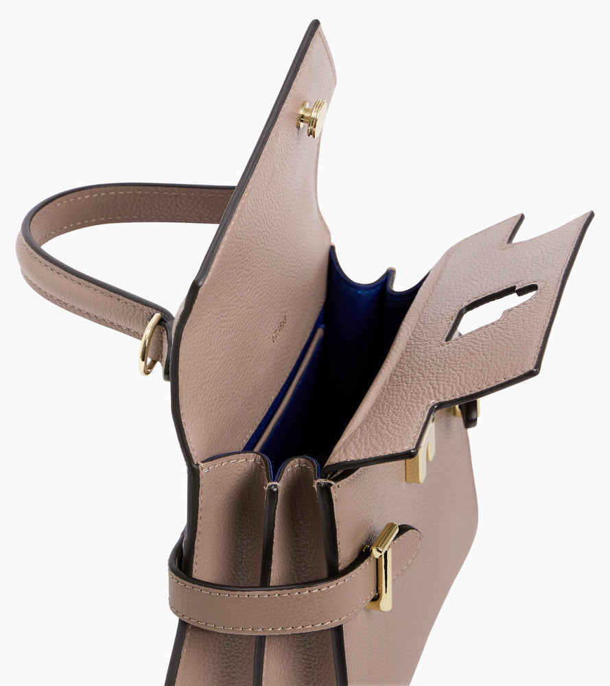 Bolso de mano pequeño Emilie de piel texturizada con doble solapa