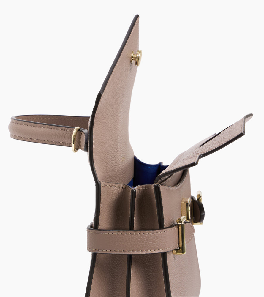 Bolso de mano pequeño Emilie de piel texturizada con doble solapa