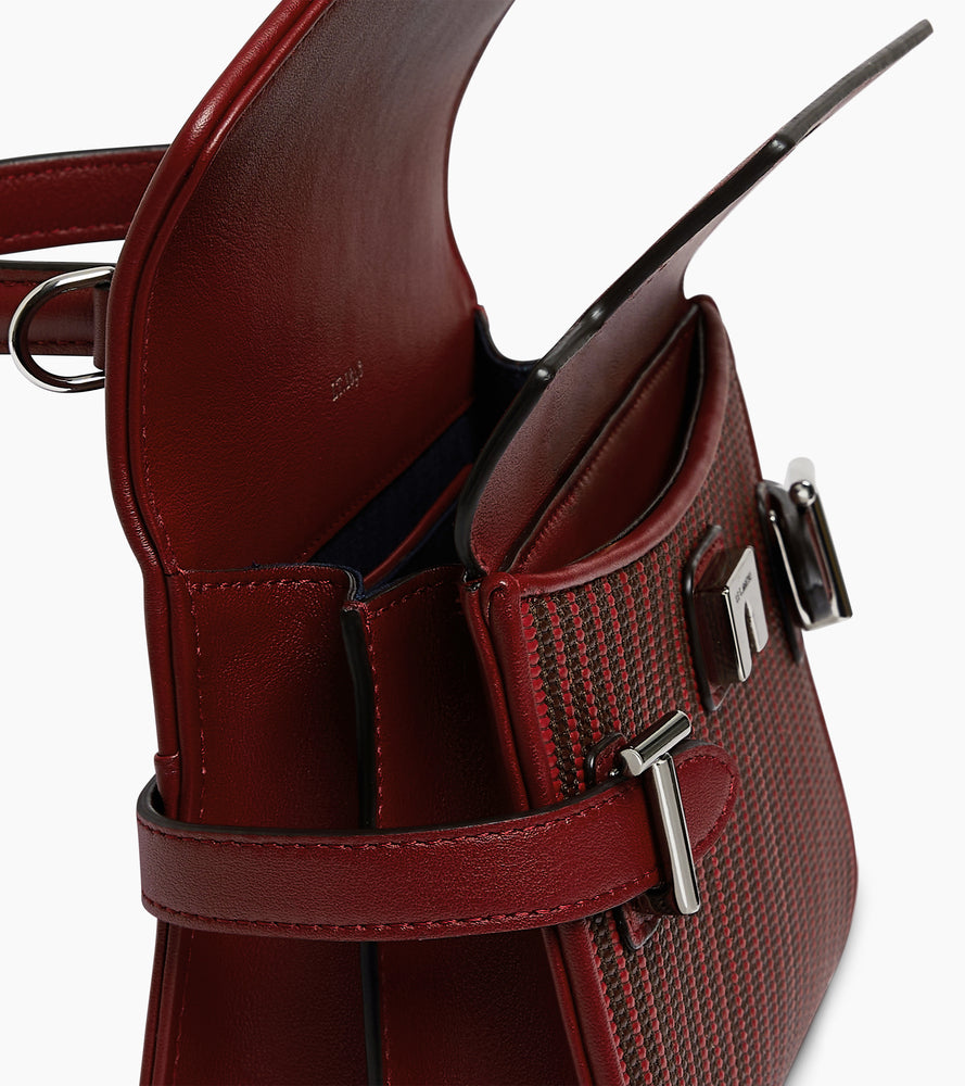 Petit sac à main double rabat Emilie en cuir tressé