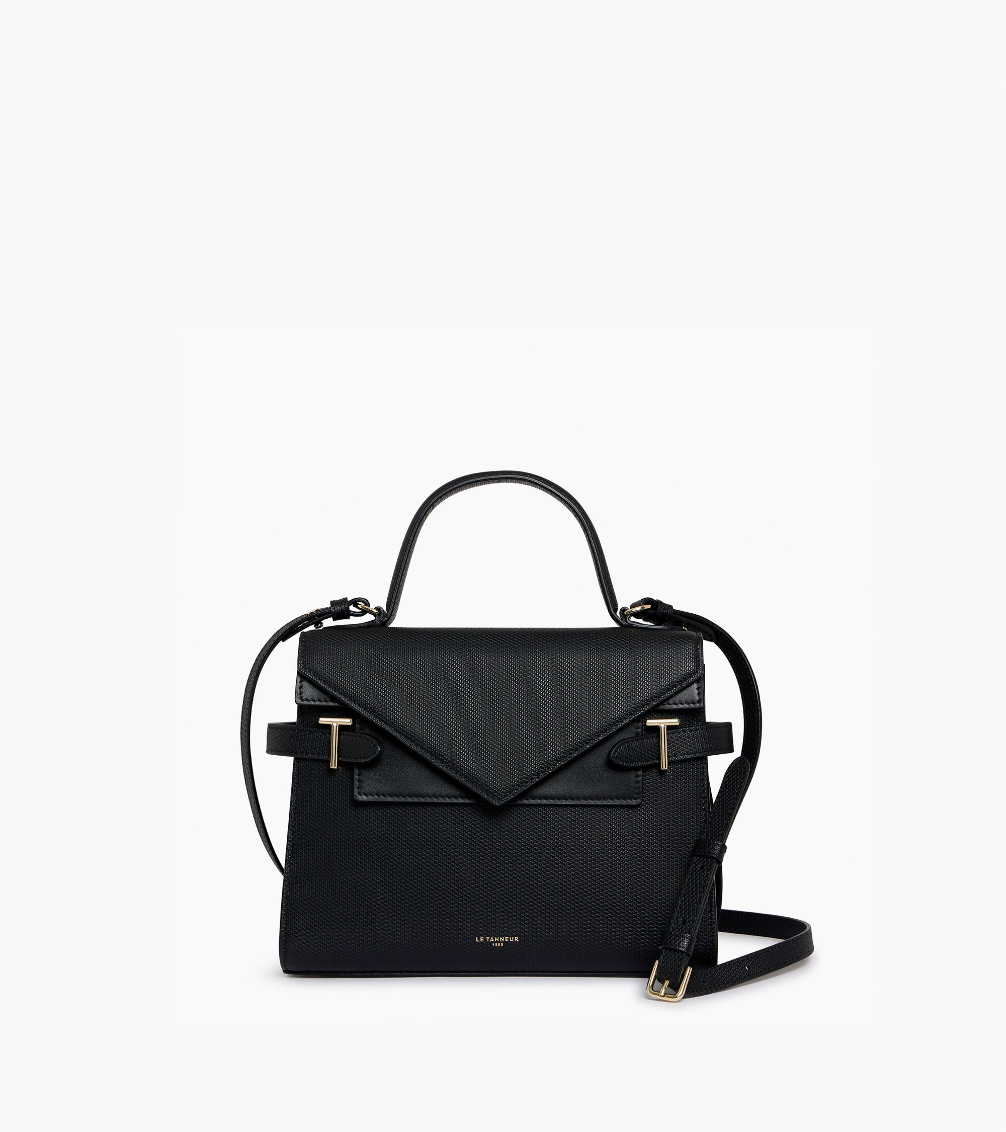 Bolso de mano mediano Emilie de piel signature T con doble solapa