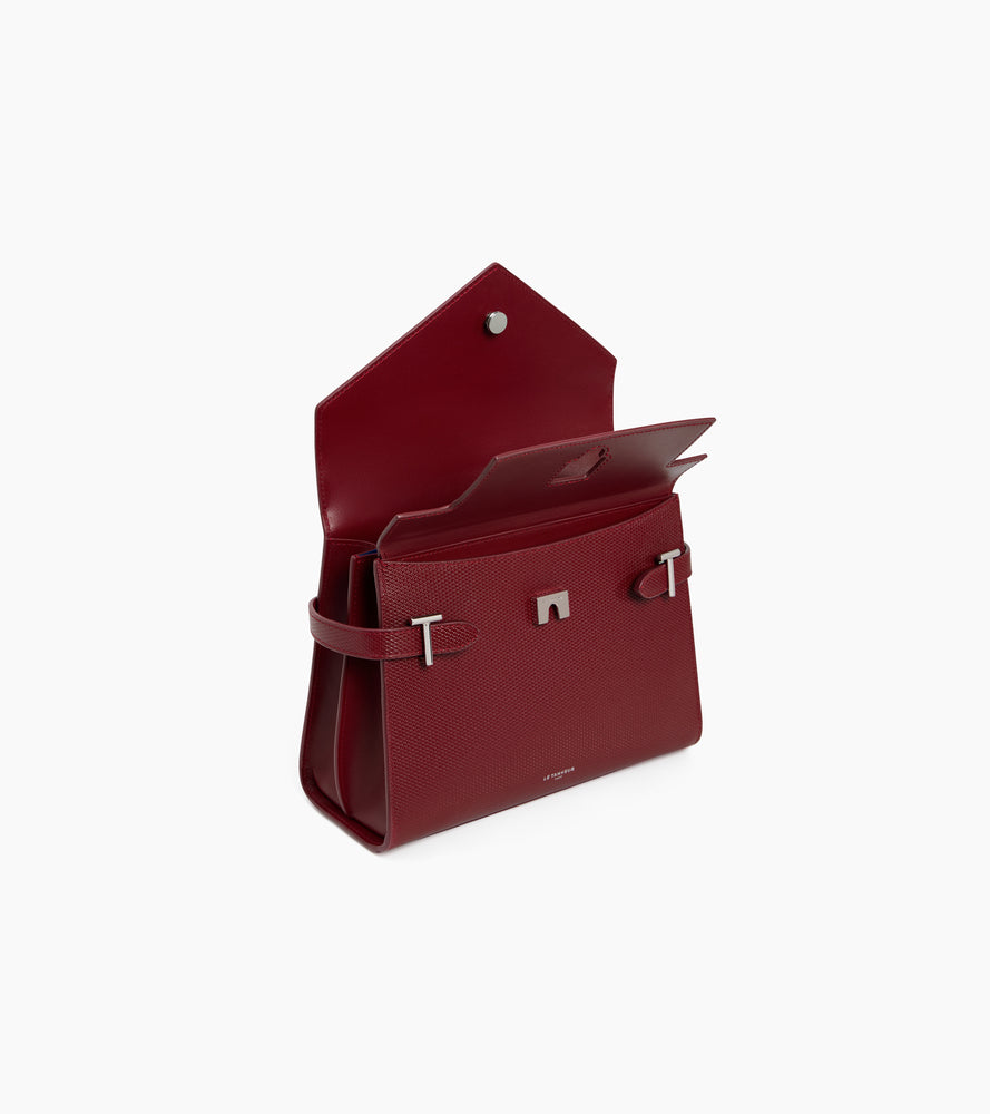 Bolso de mano mediano Emilie de piel signature T con doble solapa