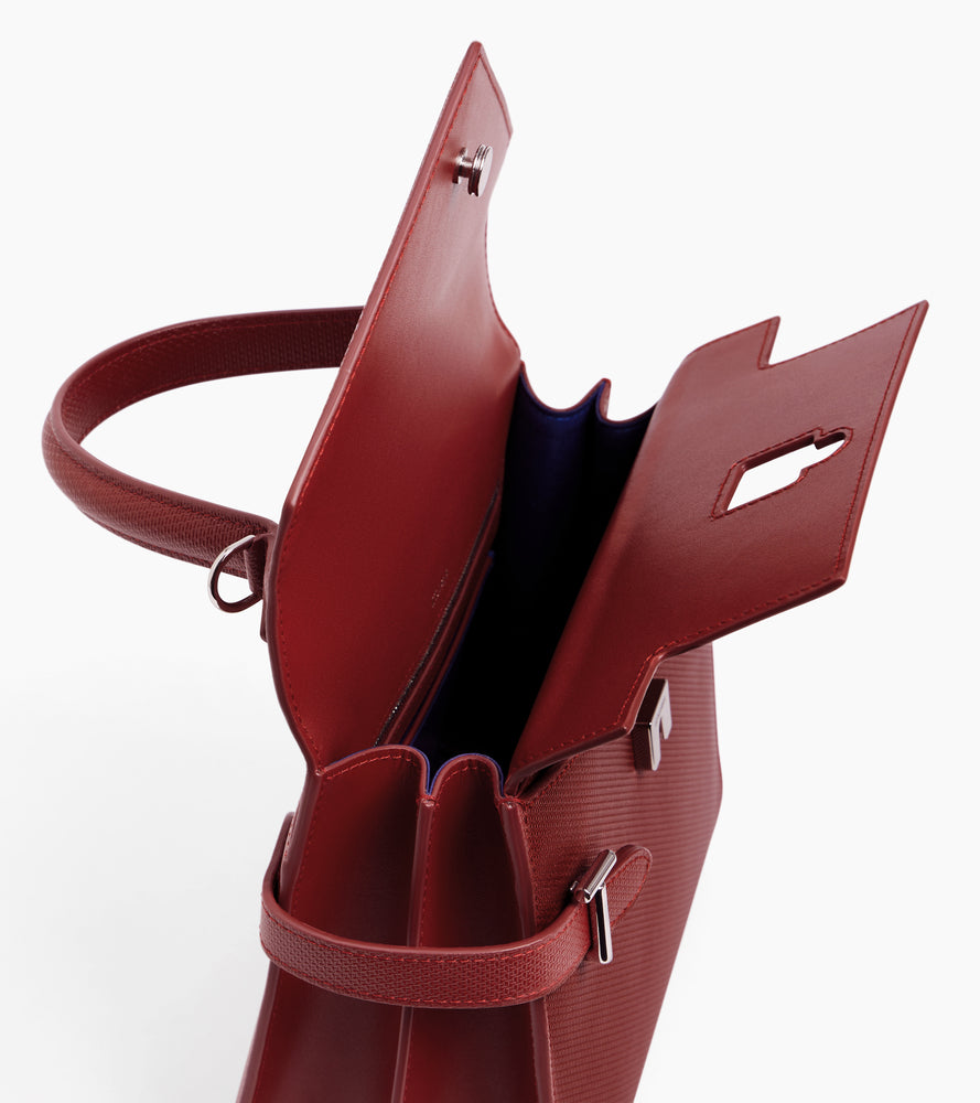 Bolso de mano mediano Emilie de piel signature T con doble solapa