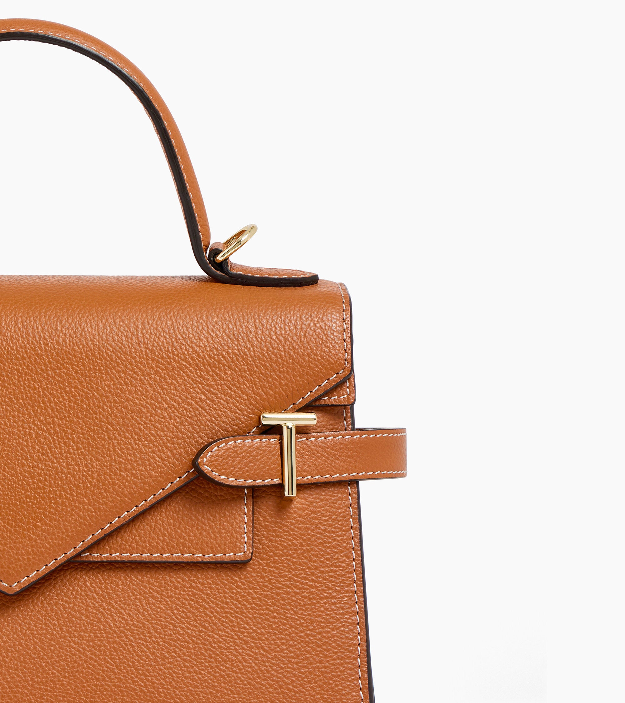 Bolso de mano mediano Emilie de piel texturizada con doble solapa