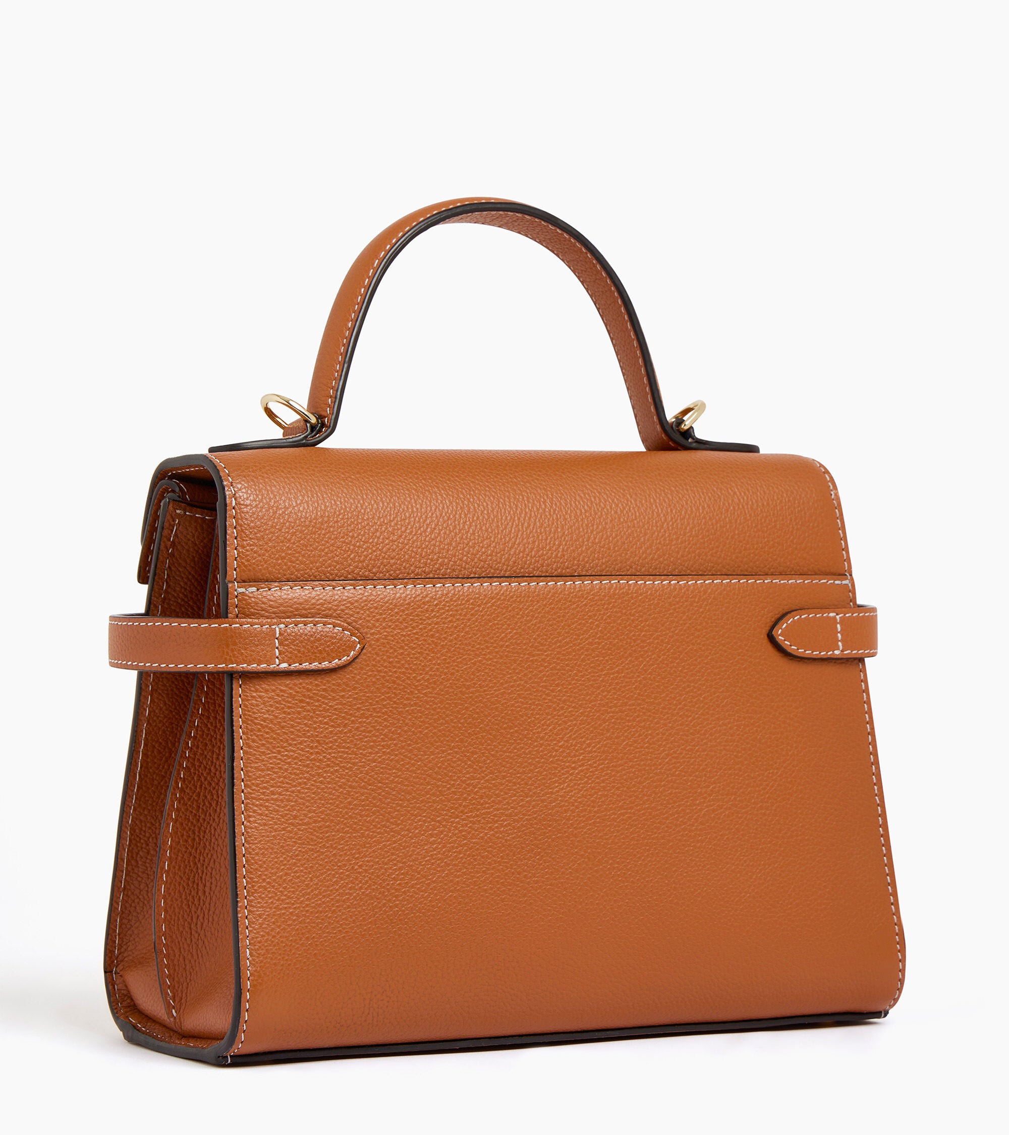 Bolso de mano mediano Emilie de piel texturizada con doble solapa