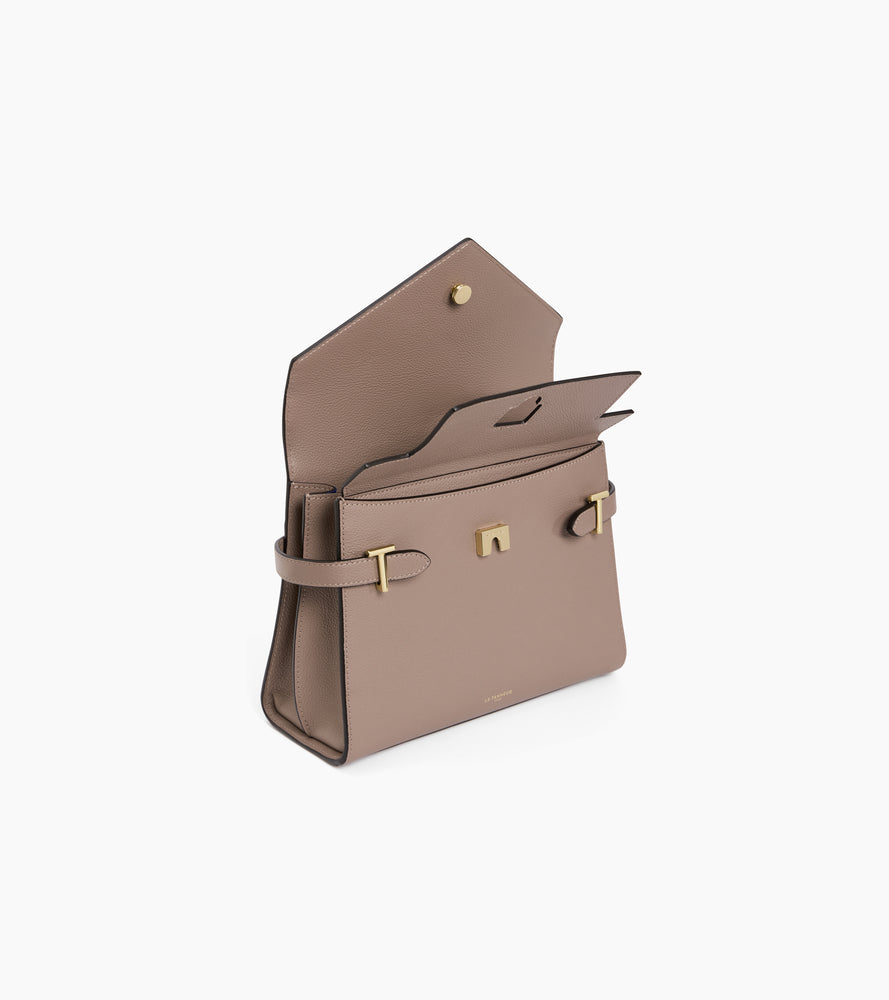 Bolso de mano mediano Emilie de piel texturizada con doble solapa