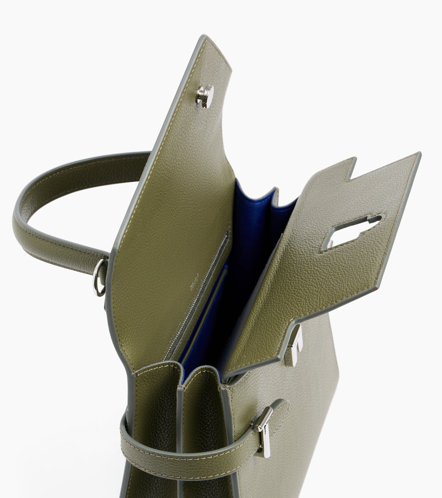 Bolso de mano mediano Emilie de piel texturizada con doble solapa