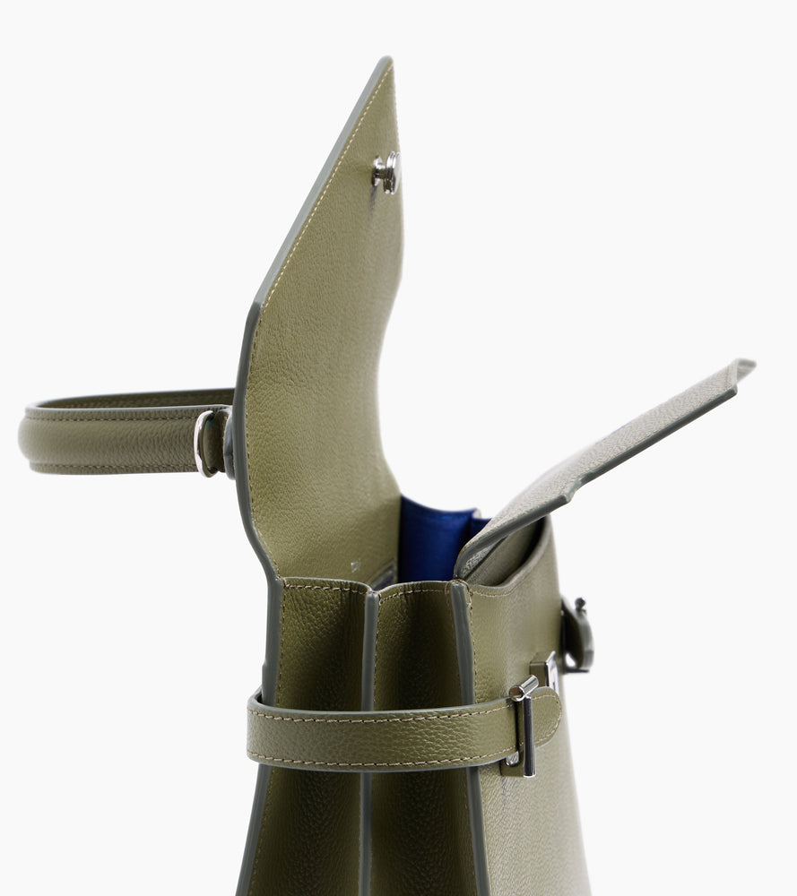 Bolso de mano mediano Emilie de piel texturizada con doble solapa