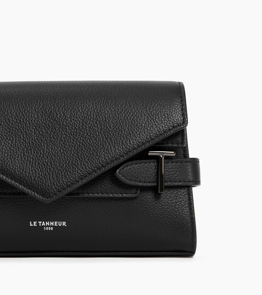 Bolso de mano Emilie con doble solapa y bandolera en piel granulada