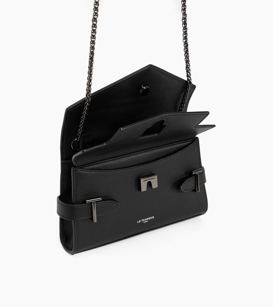 Bolso de mano Emilie con doble solapa y bandolera en piel granulada