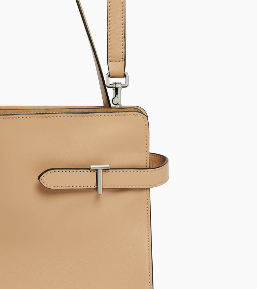 Sac porté épaule grand modèle Emie en cuir lisse et nubuck