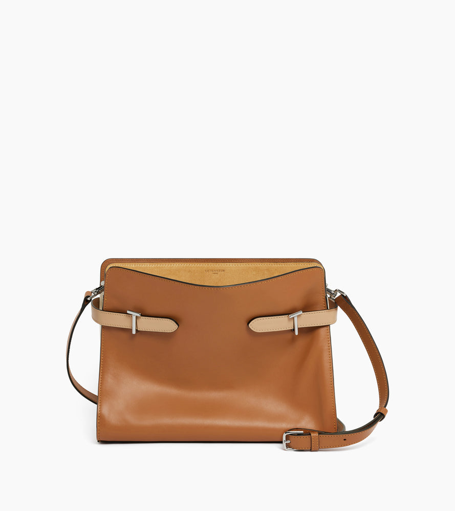 Sac porté épaule grand modèle Emie en cuir lisse et nubuck