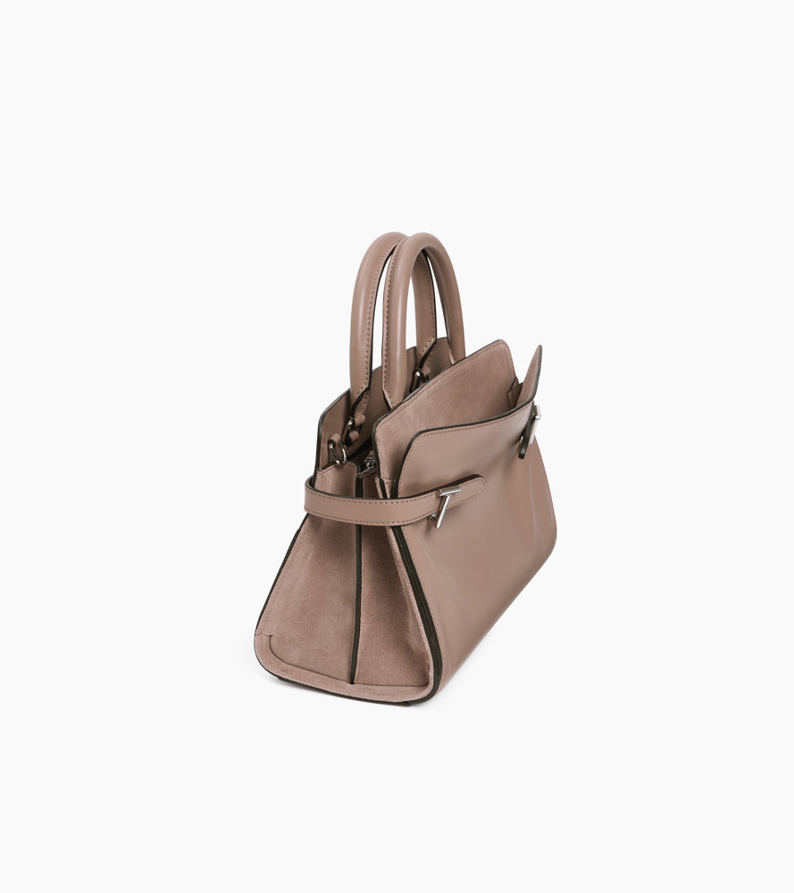 Sac à main moyen modèle Emie en cuir lisse et nubuck