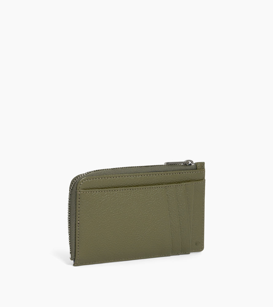 Tarjetero con cremallera de piel texturizada Emilie