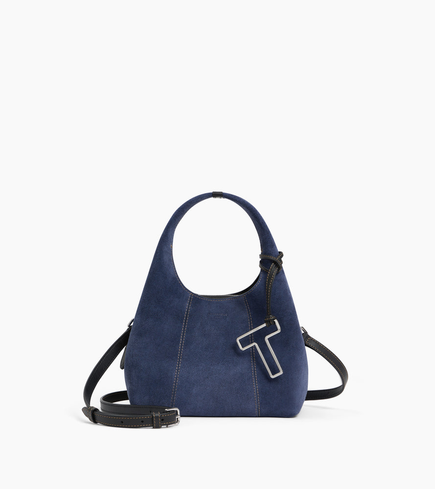 Juliette small handbag in denim-effect suede leather