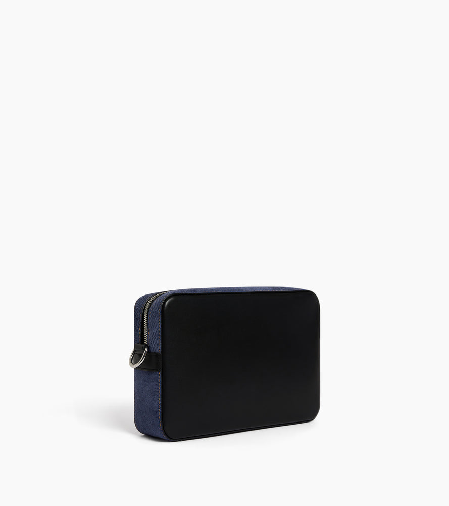 Petite sacoche Emile en cuir suède effet denim