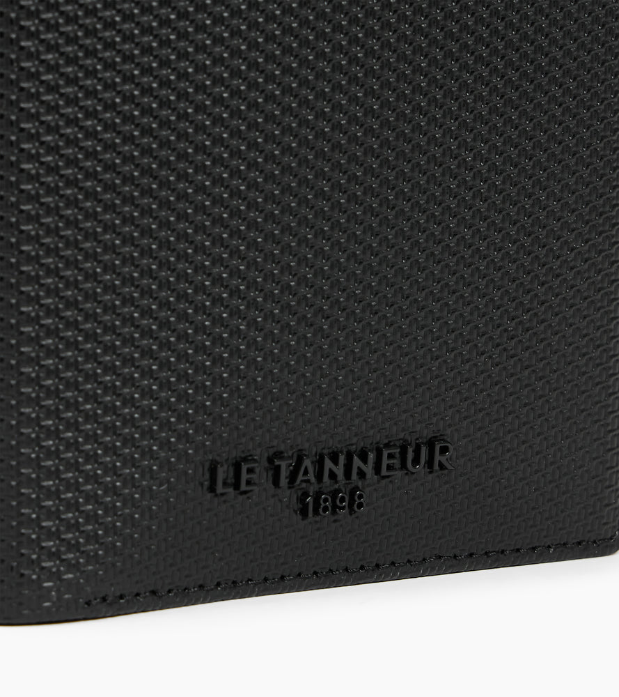 Portefeuille vertical zippé Emile en cuir signature T