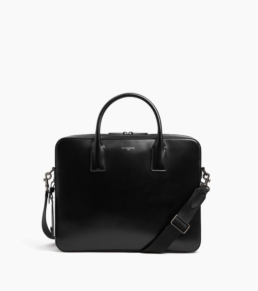 Portadocumentos slim 14" de piel lisa efecto box Emile