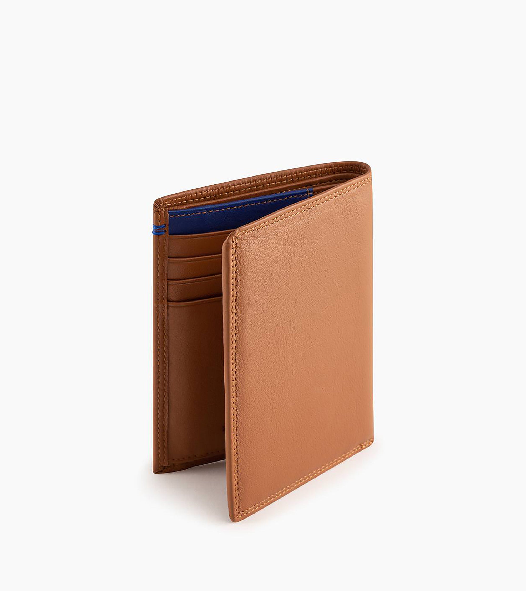 Cartera vertical mediana con cremallera de 2 secciones Martin de piel lisa