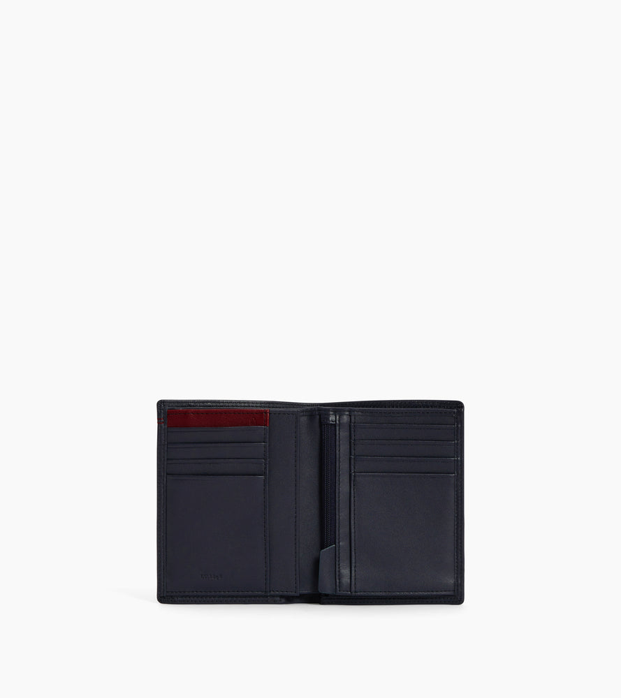 cartera vertical mediana con cremallera de 2 secciones de piel lisa