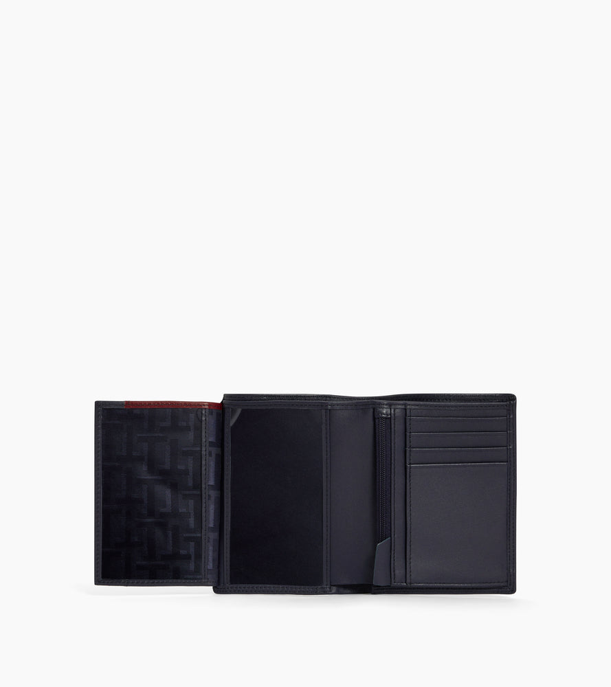 cartera vertical mediana con cremallera de 2 secciones de piel lisa