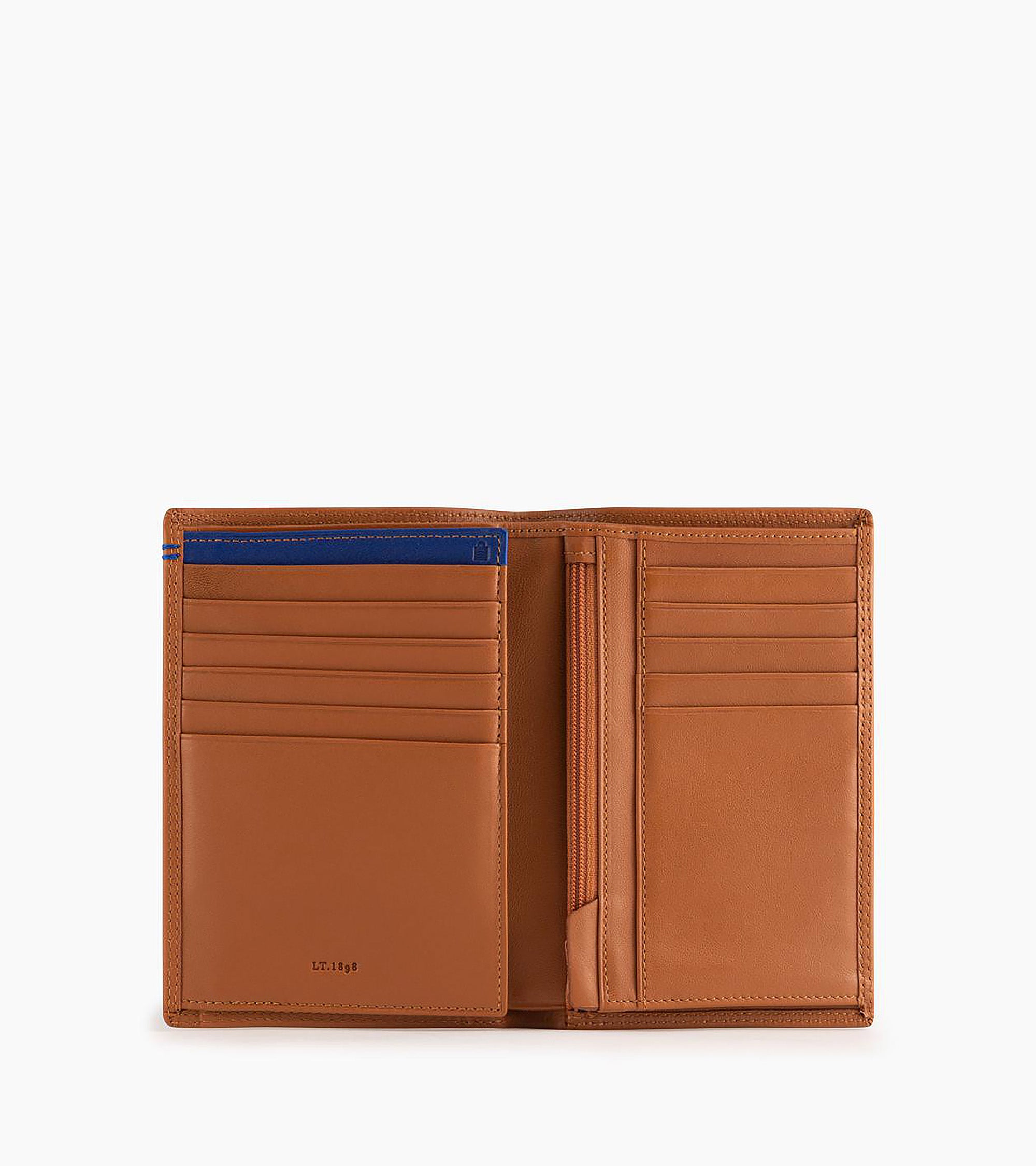 Cartera vertical grande con cremallera de 2 secciones Martin de piel lisa